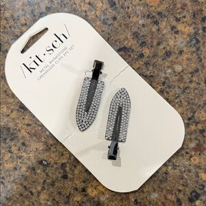 Kitsch Black and Silver Rhinestone Clips